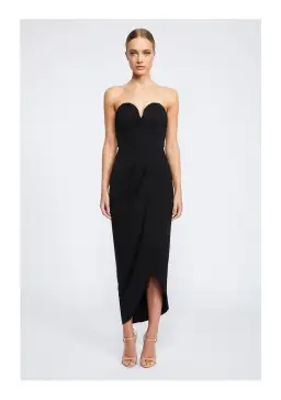 Shona Joy V-wire Bustier Draped Maxi Dress Black Size 6 for rent on The Volte - image 1