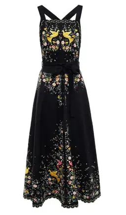 Zimmermann Carnaby Open Back Embroidered Linen Midi Dress Black Size 1 / Au 10 for rent on The Volte - image 4