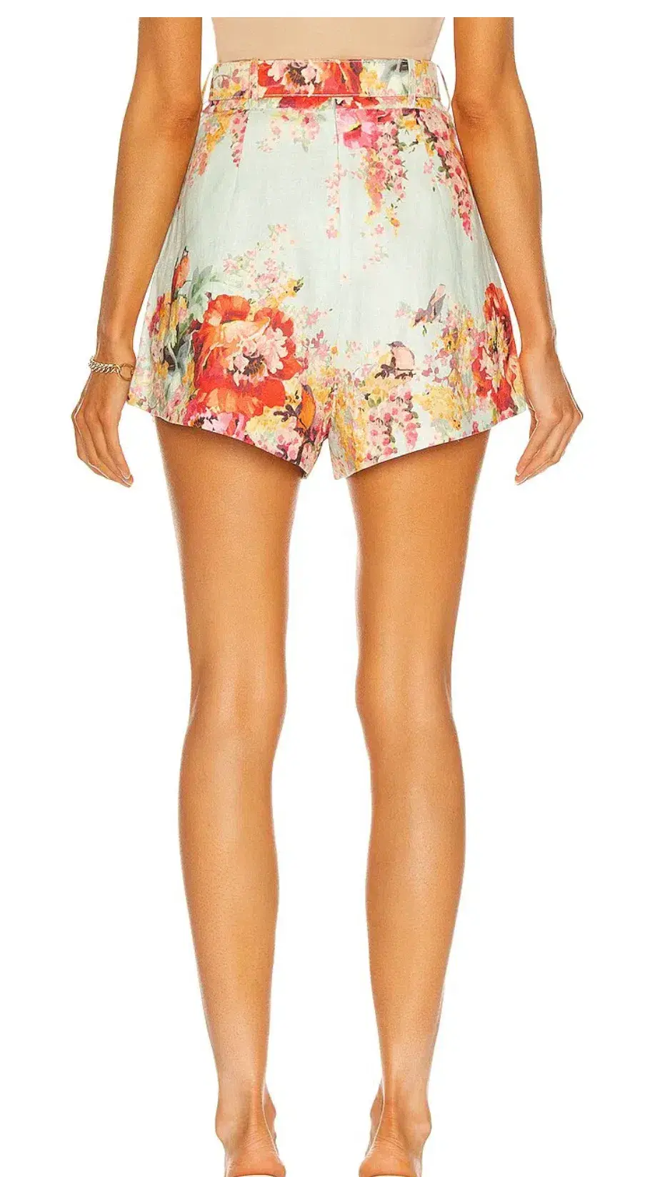 Zimmermann Mae Floral Tuck Shorts Mint Floral Size 1 / AU size 10 for rent on The Volte - main image