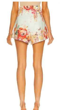Zimmermann Mae Floral Tuck Shorts Mint Floral Size 1 / AU size 10 for rent on The Volte - image 3