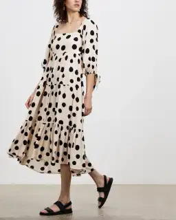 Kivari Rammy Polka Dot Midi Dress Print Size 16