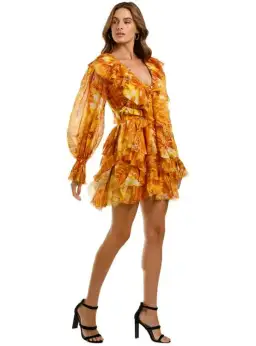 Leo Lin Kiss Ruffle Mini Dress Yellow Size AU 12 for rent on The Volte - image 2