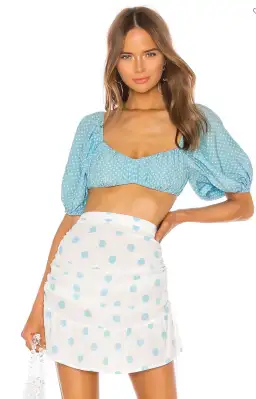 For Love and Lemons Caroline Crop Top & Caroline Mini Skirt Print Size 8 for rent on The Volte - image 4