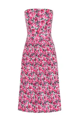 By Johnny Strapless Pleat Midi Dress Print Size 10 for rent on The Volte - image 5