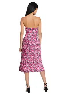 By Johnny Strapless Pleat Midi Dress Print Size 10 for rent on The Volte - image 4