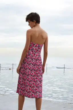 By Johnny Strapless Pleat Midi Dress Print Size 10 for rent on The Volte - image 2