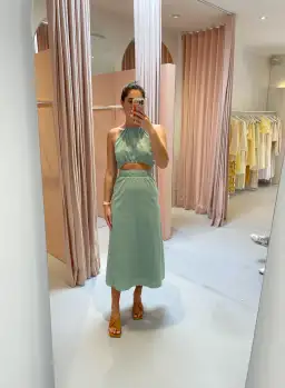 By Nicola Sage Halter Dress Green Size 8 for rent on The Volte - image 1