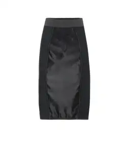 Dolce Gabbana Satin And Lace Pencil Skirt Black Size 6