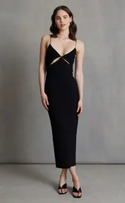 Bec and Bridge Be Mine Cut Out Midi Dress Black