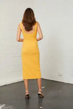 Bec & Bridge Elle Midi Dress Yellow Mango