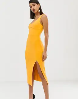 Bec & Bridge Elle Midi Dress Yellow Mango