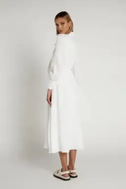 Dissh Sia Linen Collar Midi Dress White Size 10 for rent on The Volte - image 2