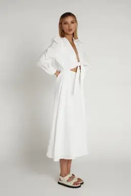 Dissh Sia Linen Collar Midi Dress White Size 10 for rent on The Volte - image 5