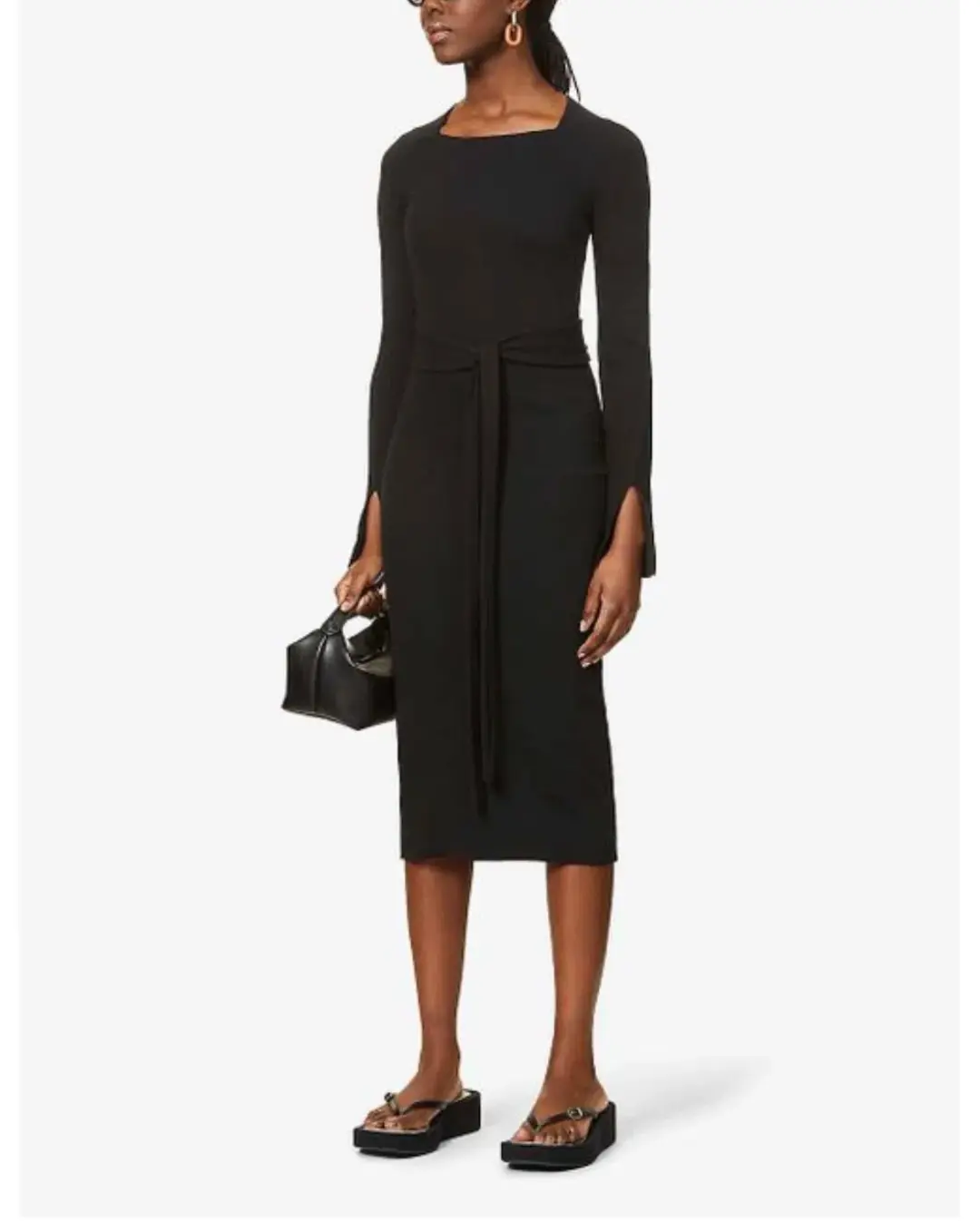 Viktoria & Woods Esplanade Split Sleeve Cotton Midi Dress Black Size 10 for rent on The Volte - main image