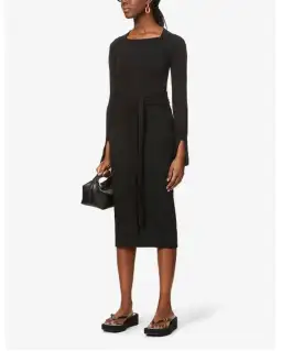 Viktoria & Woods Esplanade Split Sleeve Cotton Midi Dress Black Size 10 for rent on The Volte - image 2