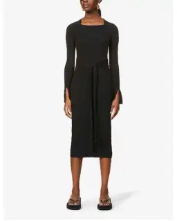 Viktoria & Woods Esplanade Split Sleeve Cotton Midi Dress Black Size 10 for rent on The Volte - image 1