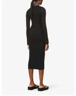 Viktoria & Woods Esplanade Split Sleeve Cotton Midi Dress Black Size 10 for rent on The Volte - image 3