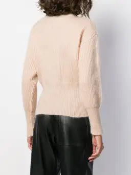 Zimmermann Bow Embellished Ribbed Mohair Blend Turtleneck Sweater Blush Size 0 / AU 8 for rent on The Volte - image 2