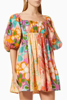 Zimmermann Lola Panelled Mini Dress Print Size 10