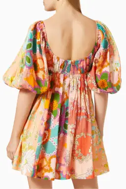 Zimmermann Lola Panelled Mini Dress Print Size 10