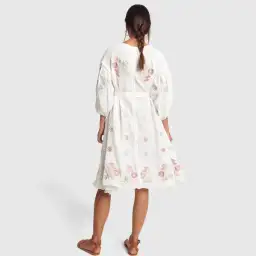 Innika Choo White Midi Smock Dress Print One Size