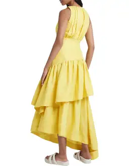 Aje Caliente Tiered Cut Out Midi Dress Yellow Size 10 for rent on The Volte - image 3