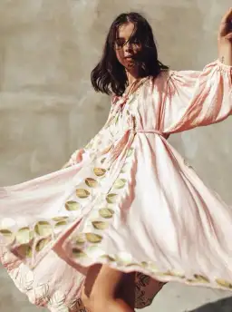 Innika Choo Sir Kulksware Pink Midi Smock Dress Print One Size