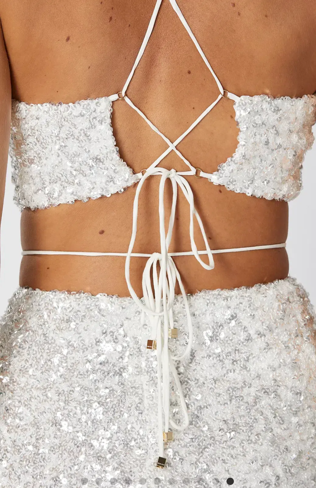 Winona Elodie Halter Dress White Sequin Size 8 for rent on The Volte - main image