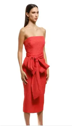 Rebecca Vallance Francesca Tie Midi Dress Red Size 8 for rent on The Volte - image 3