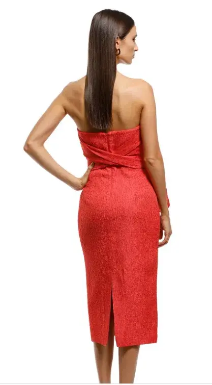 Rebecca Vallance Francesca Tie Midi Dress Red Size 8 for rent on The Volte - main image
