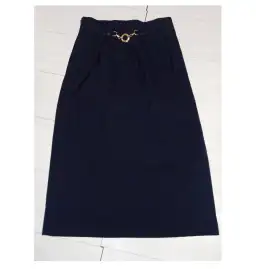 Céline Wool Mid-Length Skirt Navy Size 8