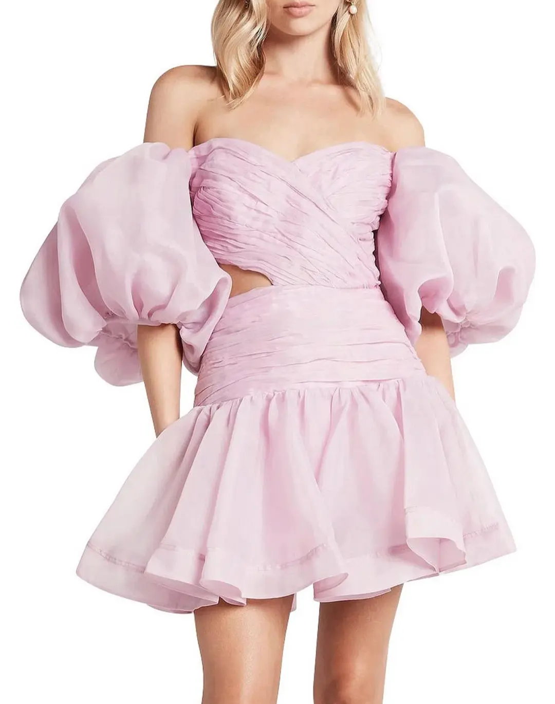 Aje Myriad Cut Out Mini Dress Pink Size 12 for rent on The Volte - main image