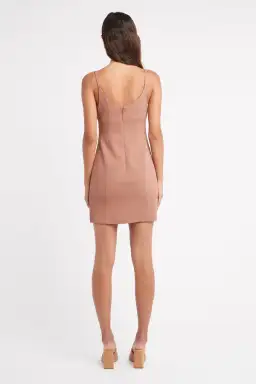 Kookai Oyster Scoop Neck Mini Dress Brown Size 8 for rent on The Volte - image 2