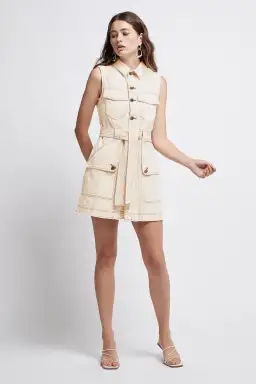 Aje Silvatica Mini Dress Beige Size 6 for rent on The Volte - image 1