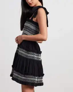 Shona Joy Leda Shirred Tiered Mini Dress Black Size 8 for rent on The Volte - image 4