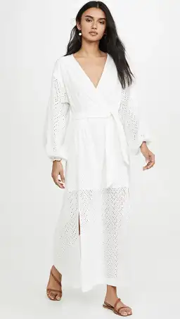 Suboo Goldie Wrap Tie Maxi Dress White Size 4 for rent on The Volte - image 1