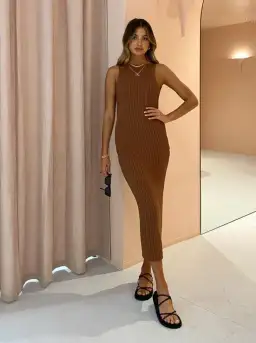 Bec & Bridge Deja Vu Midi Dress Chocolate Size 12 for rent on The Volte - image 1