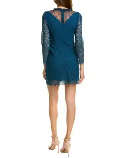 Sandro Bartsie Lace Long Sleeve Mini Dress in Teal Blue Green Size 8 for rent on The Volte - image 3