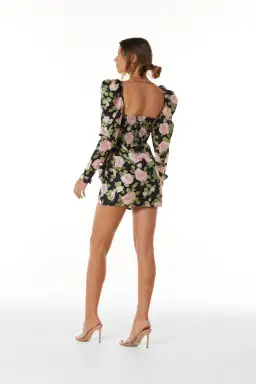 Alessandra Rich Ruffled Floral Print Silk Taffeta Mini Dress Print Size 8 for rent on The Volte - image 2