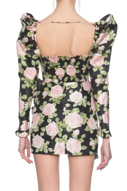 Alessandra Rich Ruffled Floral Print Silk Taffeta Mini Dress Print Size 8 for rent on The Volte - image 4