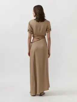 Christopher Esber Rolled Up Tee Dress in Tan Nude Size 8 for rent on The Volte - image 3
