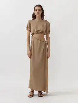 Christopher Esber Rolled Up Tee Dress in Tan Nude Size 8 for rent on The Volte - image 1