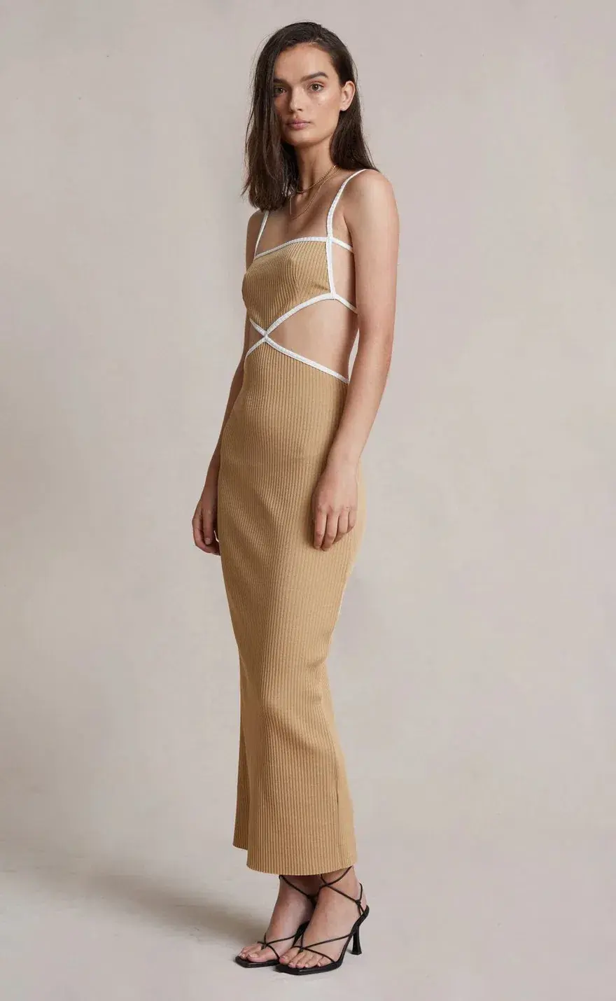 Bec & Bridge Coyote Midi Dress in Camel Beige Size 10 for rent on The Volte - main image