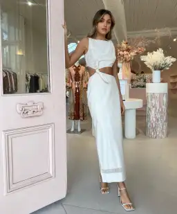 Sir the Label Marne Knot Dress in Natural Cream Size 8 for rent on The Volte - image 5