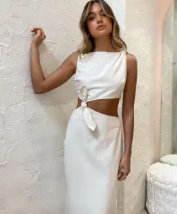 Sir the Label Marne Knot Dress in Natural Cream Size 8 for rent on The Volte - image 4