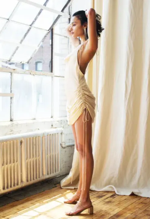 Orseund Iris Drawstring Dress Cream Size S for rent on The Volte - main image