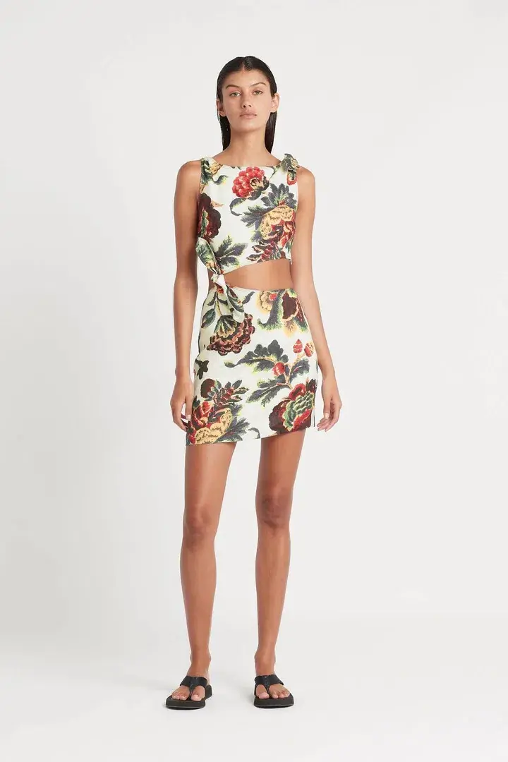 Sir the label Ambroise Knot Mini Dress Print Size 0 for rent on The Volte - main image