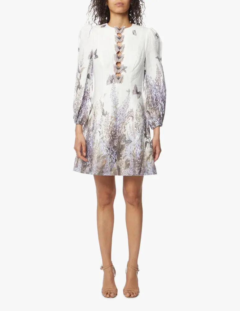 Zimmermann Luminous Butterfly Dress Ivory Lavender Tea Size 8 for rent on The Volte - main image