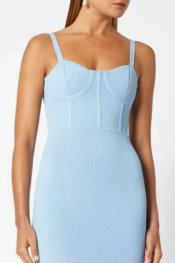 Scanlan Theodore Knit Bustier Dress Blue Size 6 for rent on The Volte - main image