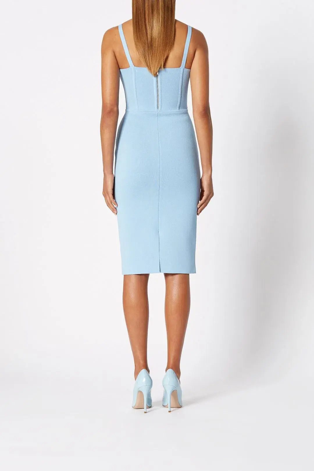 Scanlan Theodore Knit Bustier Dress Blue Size 6 for rent on The Volte - main image